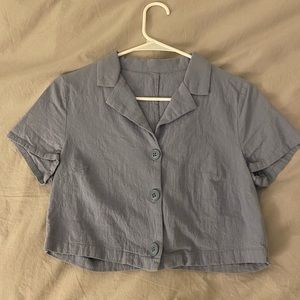 light blue cropped shirt